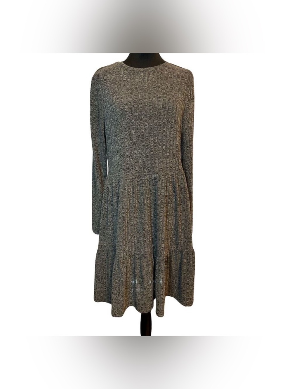 SHEIN Women's Gray Long Sleeve Knit Sweater Dress